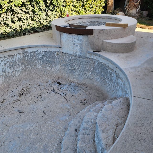 Pool and raised spa chipped out and prepped for replaster