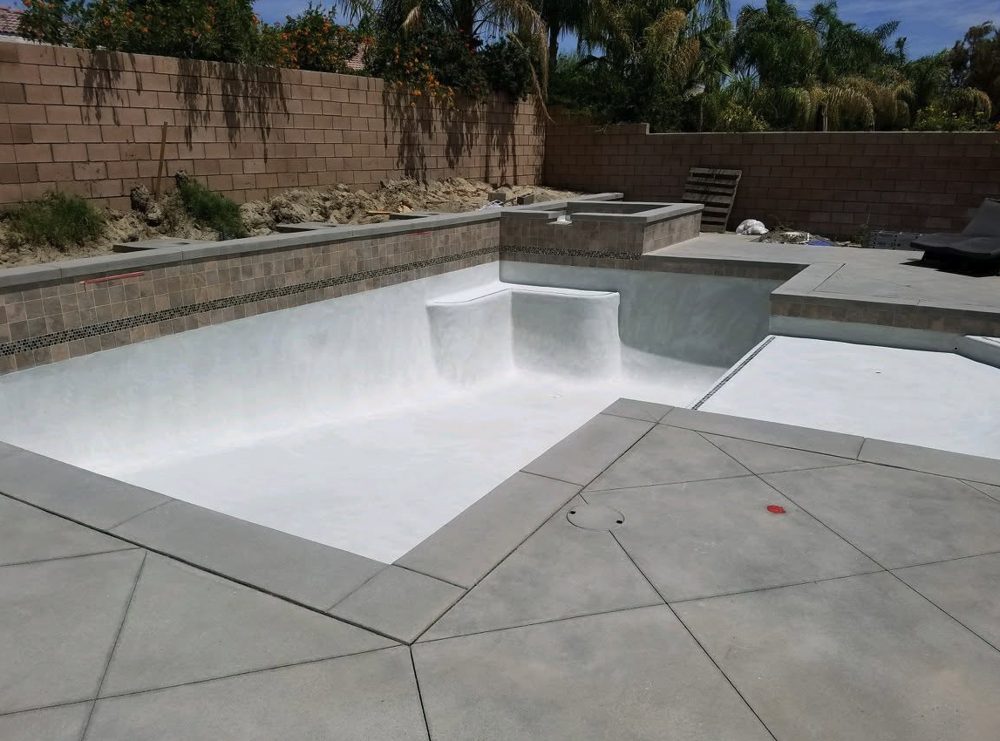 Freshly replastered pool and spa remodel in the Coachella Valley